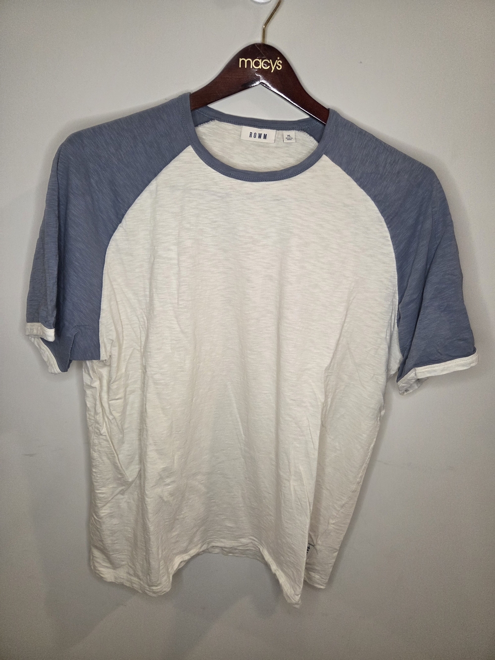 Rown White & Blue Raglan Short Sleeve Tee